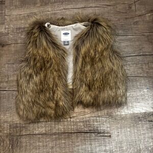 Old Navy Girls Faux Fur Vest Brown‎ Size 5T